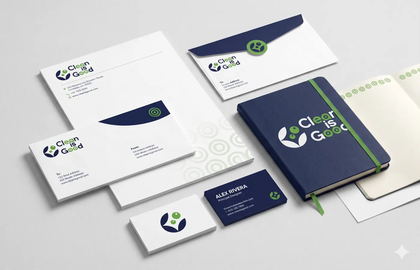 Papelería corporativa de Clean is Good